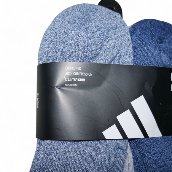 6 Pair Adidas Men's Low Cut Socks with Arch Compression Indigo Blue/Grey/Collegi - Picture 11 of 12